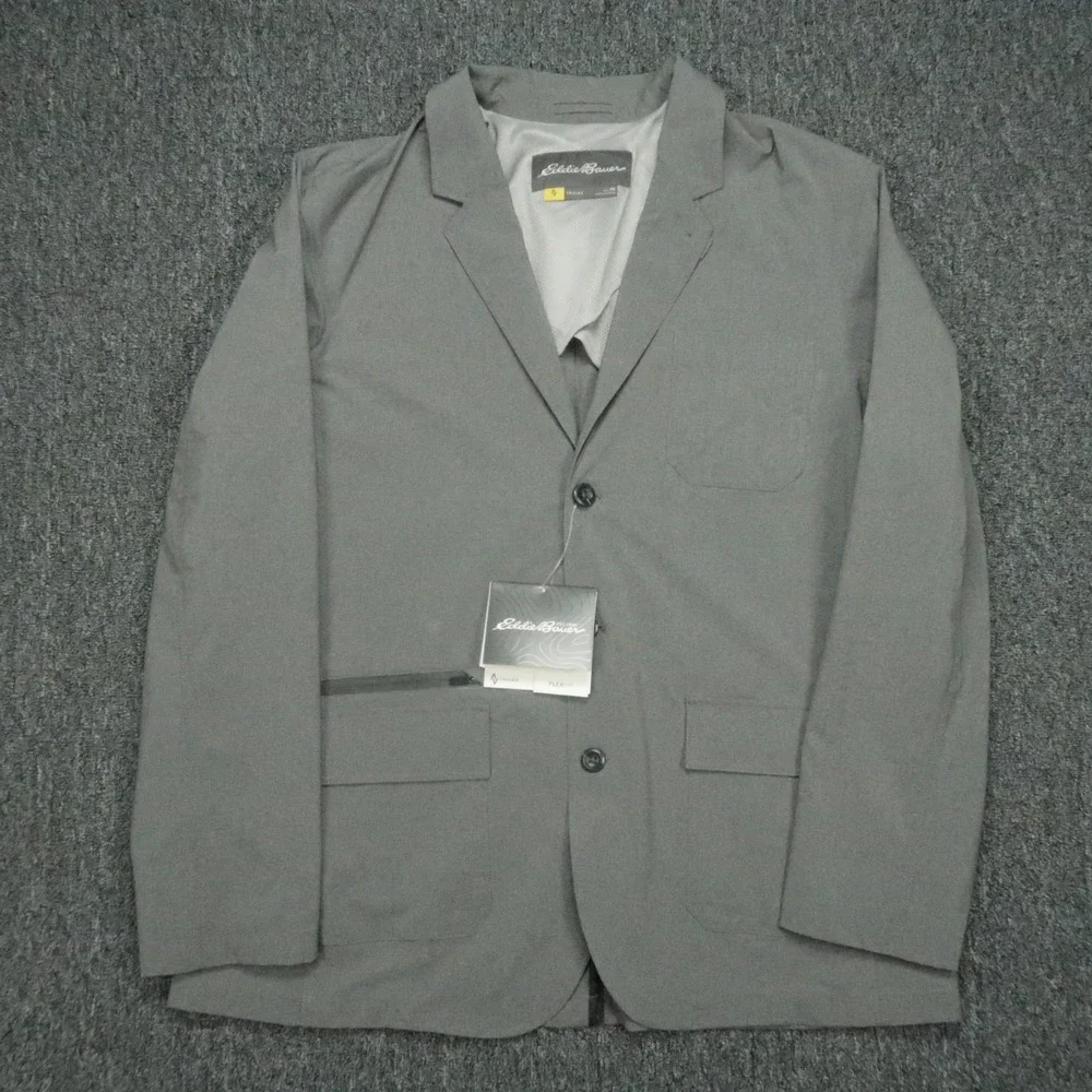 Eddie‎ Bauer Jacket Men 46 Gray Travex Voyager II Travel Blazer Vented NWT